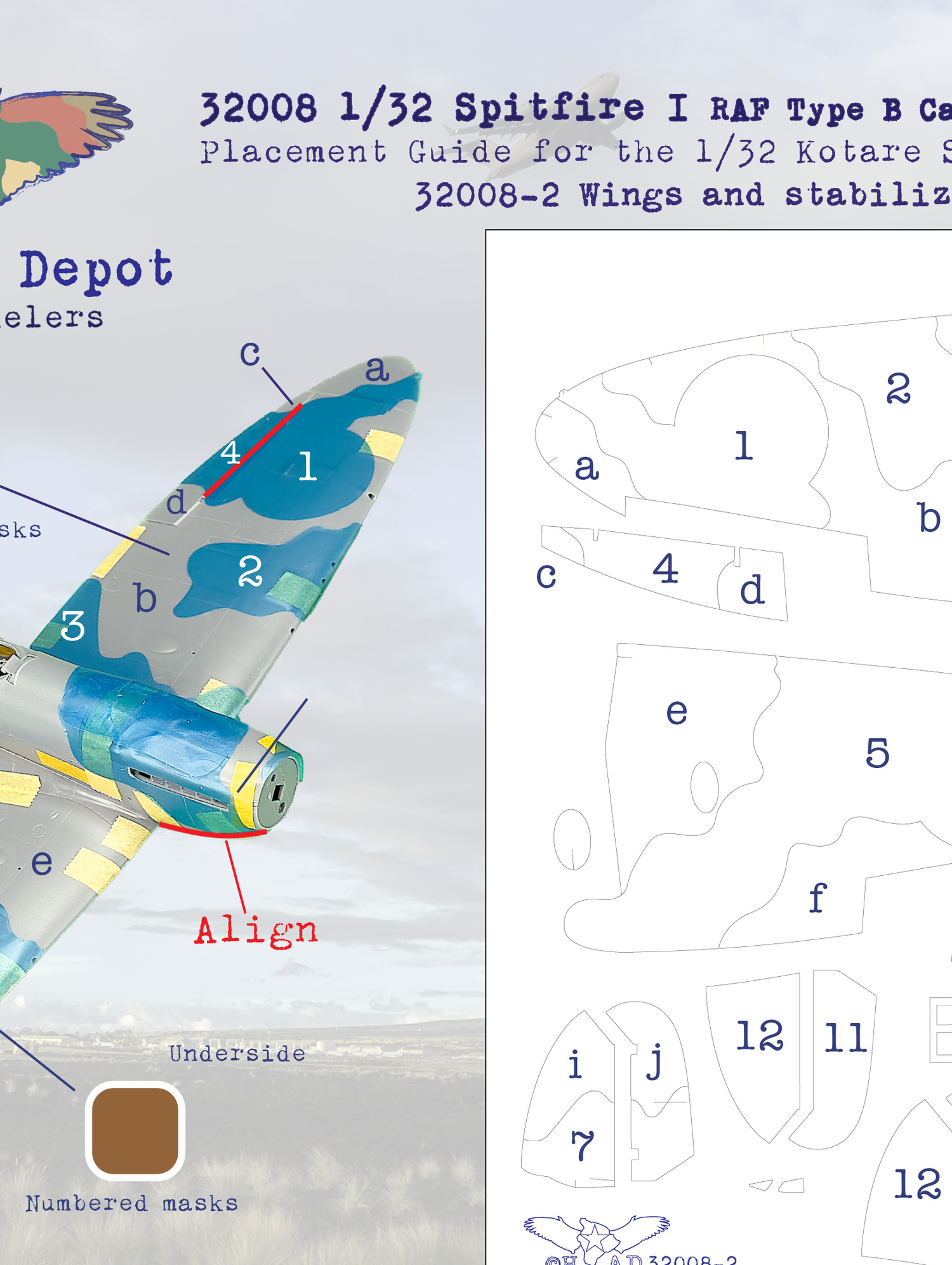 Spitfire Mk. I/V RAF Type B Camouflage Masks for the 1/32 Kotare